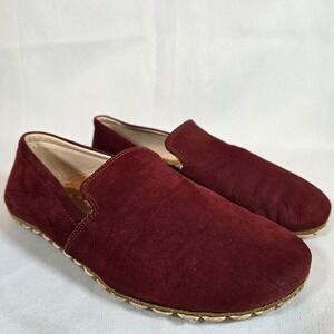 Nefes Handmade Burgundy Womens 6 Leather Loafer Slip On Barefoot Grounding Shoes